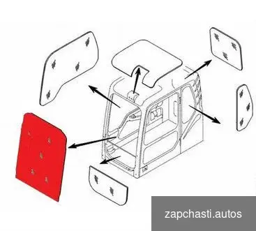 Купить Стекло лобовое для экскаватора верхнее