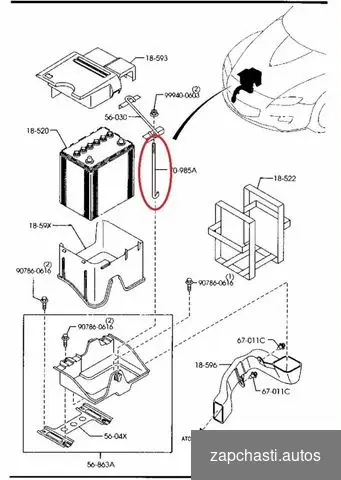 Купить Шпилька акб крепление акб мазда RX-8 2003 - 2012