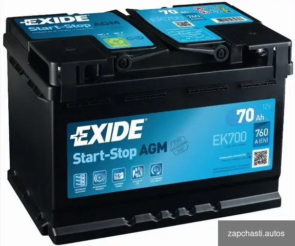 Купить Аккумулятор 70 Ач AGM Exide на Start-Stop EK700