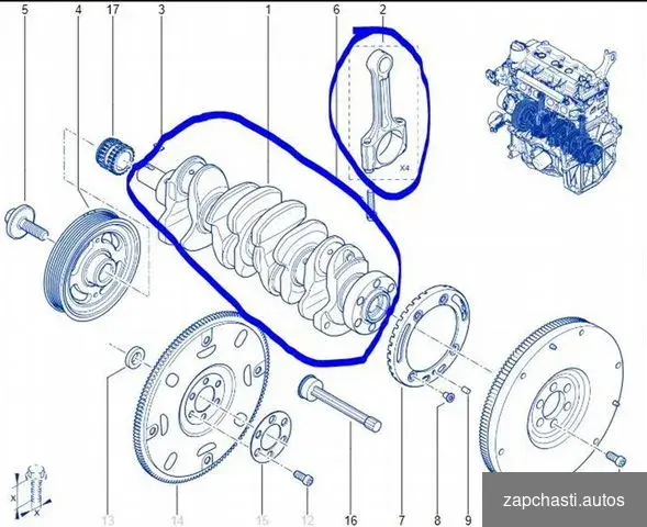 Колeнвaл Renault Duster hjd Н4МG446Р002512