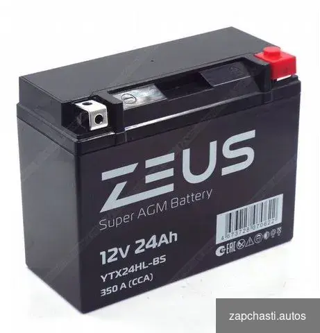 Купить Аккумулятор zeus super AGM 24 Ач о.п. (YTX24HL-BS)