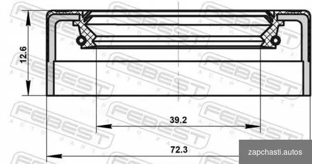 Купить Febest 95NDS-41721314C Сальник полуоси 39.2x72.3x12.6x13.5