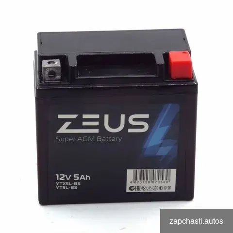 Купить Аккумулятор zeus super AGM 5 Ач о.п. (YTX5L-BS)