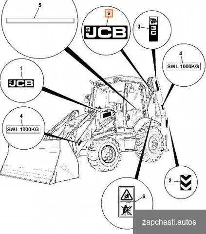 Наклейка JCB большая #2 купить