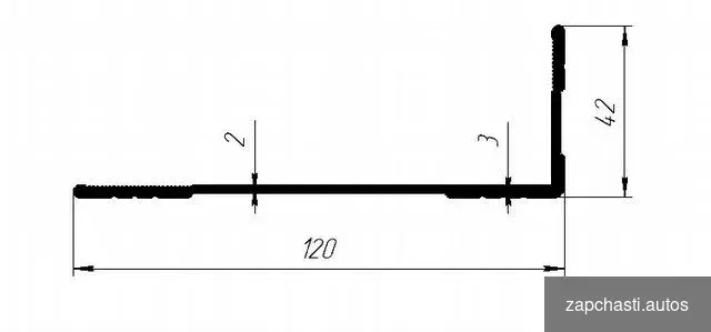 Купить Уголок алюминиевый для фургонов 120х42мм,длина 6 м