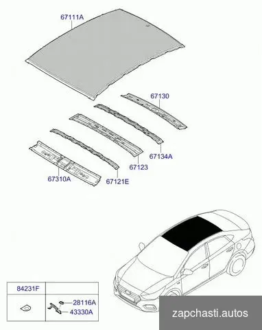 Купить Крыша Hyundai Solaris 2 2017-2022 1.4 G4LC 2018