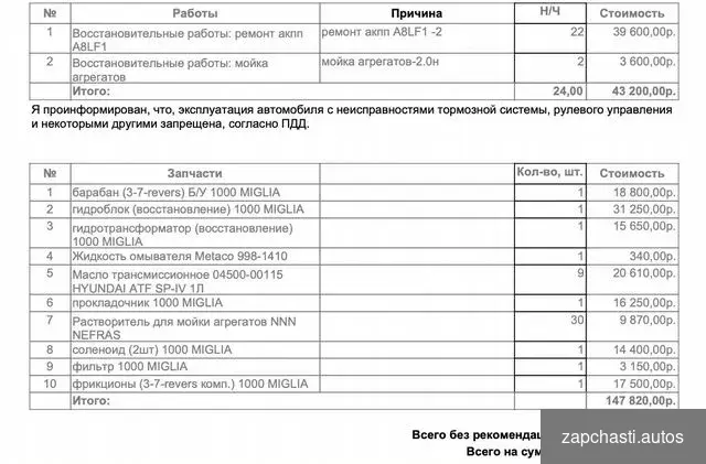 8-СТУПЕНЧАТАЯ 2.5T G4KP 2wd 430002N051 для