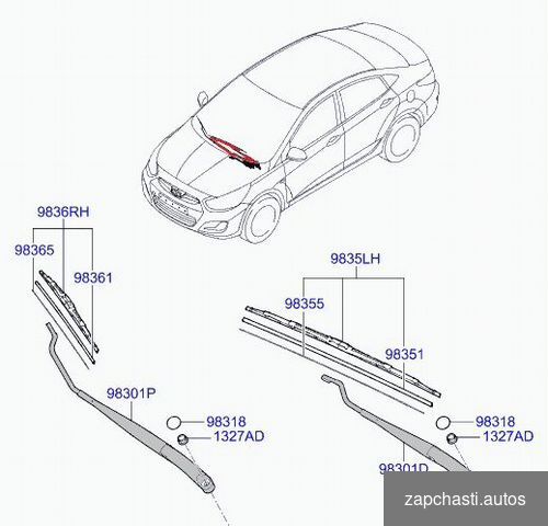 Купить Поводок стеклоочистителя Hyundai Solaris