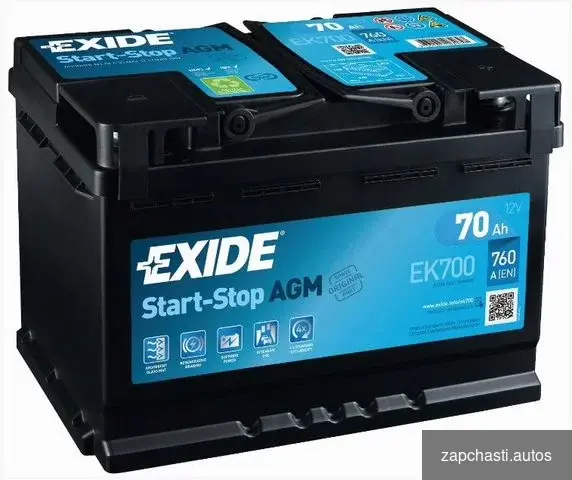 Купить Аккумулятор 70 Ач AGM Exide EK700 на Start-Stop