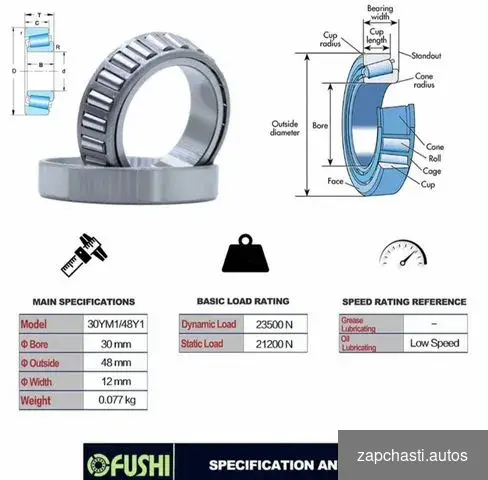 Конические подшипники fushi на